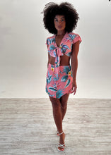 Load image into Gallery viewer, Coral Tropical Tie Front Top