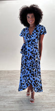 Load image into Gallery viewer, Cleo Maxi Dress in Blue Leopard