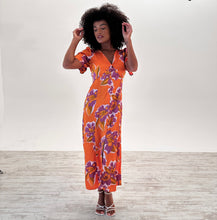 Load image into Gallery viewer, Orchid Buttoned Midi Dress in Coral