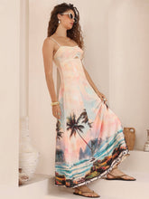 Load image into Gallery viewer, Pink Blue Tropical Print Maxi Dress