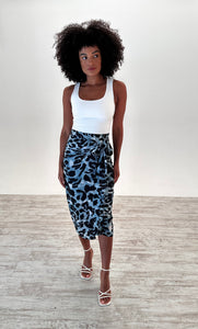 Jennie Wrap Skirt in Sage Leopard