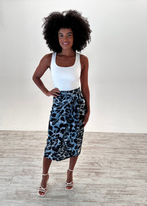 Jennie Wrap Skirt in Sage Leopard