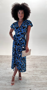Cleo Maxi Dress in Teal Leopard