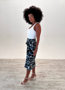 Jennie Wrap Skirt in Sage Leopard