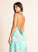 Load image into Gallery viewer, Boho Backless Dress in Green Tropical
