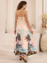 Load image into Gallery viewer, Pink Blue Tropical Print Maxi Dress