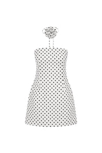 Ayanna Mini Dress in White Polka