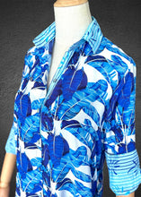Load image into Gallery viewer, Amalfi Cotton Shirt Dress Maxi Blue Feathers