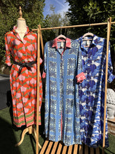 Load image into Gallery viewer, Amalfi Cotton Shirt Dress Maxi Sage Palm Tree