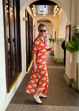 Load image into Gallery viewer, Amalfi Cotton Shirt Dress Maxi Red Green Lotus