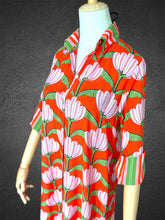Load image into Gallery viewer, Amalfi Cotton Shirt Dress Maxi Red Green Lotus