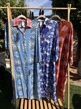 Load image into Gallery viewer, Amalfi Cotton Shirt Dress Maxi Blue Feathers