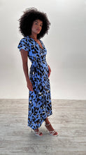 Load image into Gallery viewer, Cleo Maxi Dress in Blue Leopard