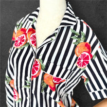 Load image into Gallery viewer, Black And White Stripy Orange Cotton Block Print Pyjama Short Set