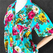 Load image into Gallery viewer, Blue Roses Cotton Block Print Pyjamas Shorts Set