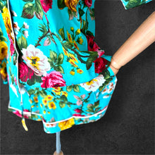 Load image into Gallery viewer, Blue Roses Cotton Block Print Pyjamas Shorts Set