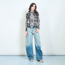 Load image into Gallery viewer, Baroque Print Sheer Long Sleeve Top