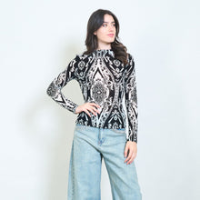 Load image into Gallery viewer, Baroque Print Sheer Long Sleeve Top