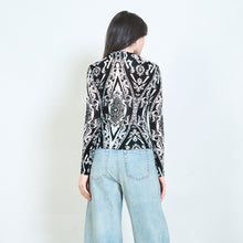 Load image into Gallery viewer, Baroque Print Sheer Long Sleeve Top