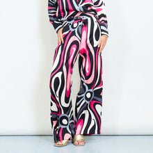 Load image into Gallery viewer, Psychedelic Fuchsia Swirl Print Wide-leg Trousers