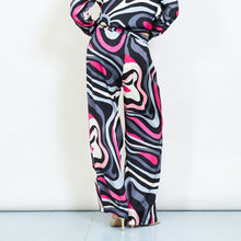 Load image into Gallery viewer, Psychedelic Fuchsia Swirl Print Wide-leg Trousers