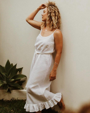 Load image into Gallery viewer, Carrie Lined Linen Ruffle Dress