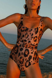 HALO Kiara Belted Swimsuit in Leopard