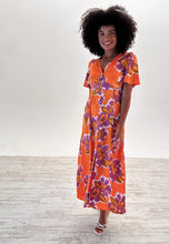 Load image into Gallery viewer, Orchid Buttoned Midi Dress in Coral