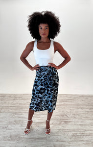 Jennie Wrap Skirt in Sage Leopard