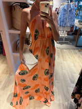 Load image into Gallery viewer, Bex Maxi Dress in Coral with Green Leaf