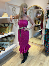 Load image into Gallery viewer, Luiza Sheering Dress in Magenta
