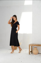 Load image into Gallery viewer, Nassau Button Down Midi Dress in Black (sun damaged)