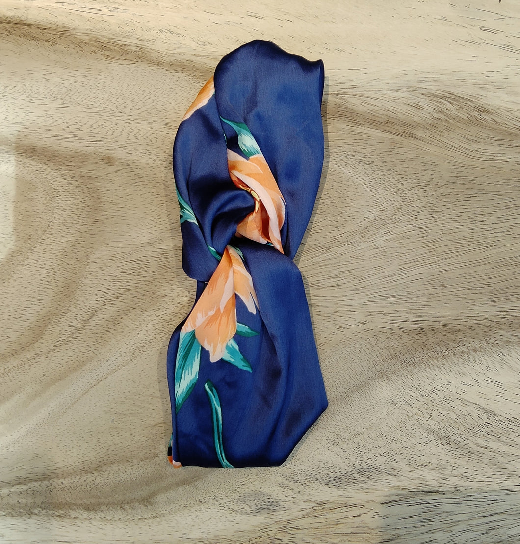 Huda Headband in Orange Navy Tulip