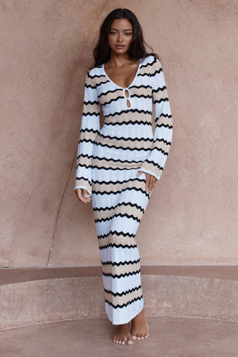 Caprice Maxi Dress in Sand Combo