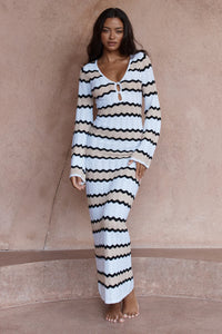 Caprice Maxi Dress in Sand Combo