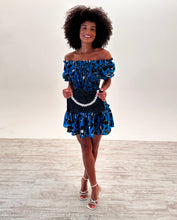 Load image into Gallery viewer, Bryony Mini Dress in Teal Leopard
