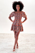 Load image into Gallery viewer, Bryrony Mini Dress in Orange Snake