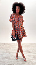 Load image into Gallery viewer, Bryrony Mini Dress in Orange Snake