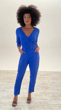 Load image into Gallery viewer, Zion Jumpsuit in Royal Blue &amp; Black Speckle