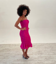 Load image into Gallery viewer, Luiza Sheering Dress in Magenta