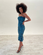 Load image into Gallery viewer, Luiza Sheering Dress in Green Leopard