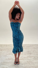 Load image into Gallery viewer, Luiza Sheering Dress in Green Leopard