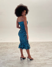 Load image into Gallery viewer, Luiza Sheering Dress in Green Leopard