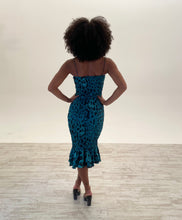 Load image into Gallery viewer, Luiza Sheering Dress in Green Leopard