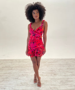 Romelly Mini Dress in Pink Floral