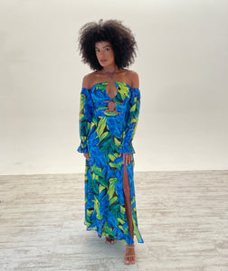 Karma Maxi Dress in Blue Floral