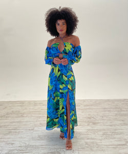 Karma Maxi Dress in Blue Floral