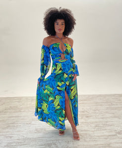 Karma Maxi Dress in Blue Floral