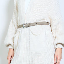 Load image into Gallery viewer, Classic Slim Grey Leather Belt
