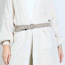 Load image into Gallery viewer, Classic Slim Grey Leather Belt